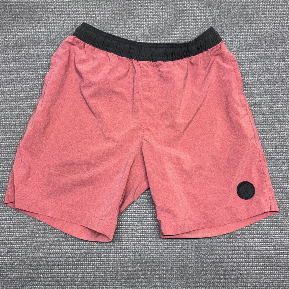 Chubbies Mens 7 Inch Inseam Swim Trunks Red Heathered Elastic Waist Small